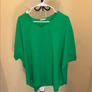 Green V-Neck Women's Top